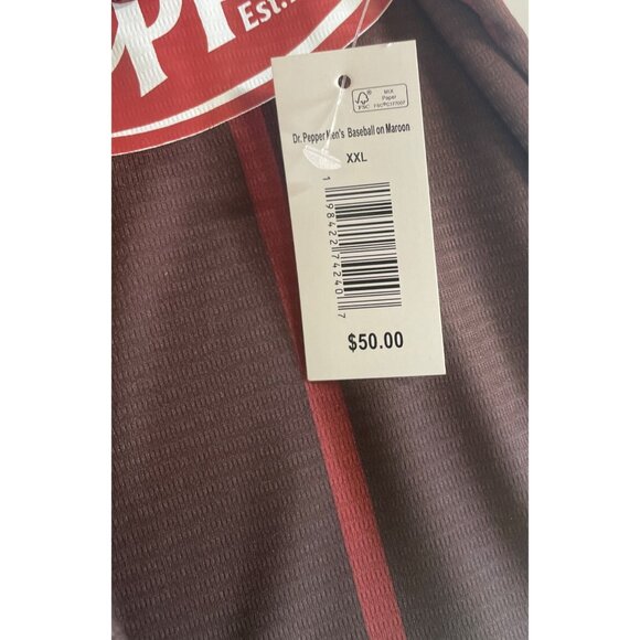 Dr Pepper Baseball Jersey Mens Size XXL Red/White Short Sleeve Button Up - Picture 8 of 8